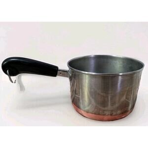 Revere Ware 2 QT Sauce Pan Pot Metal Copper Clad Bottom Vintage No Lid USA 78